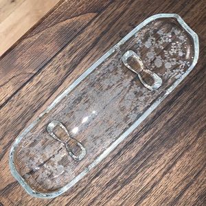 Vintage Cambridge Rose Point Pattern Engraved Glass Dish